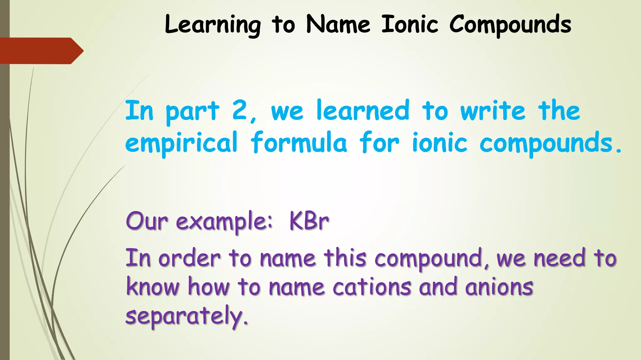 Naming ionic compounds cations anions | PPTX
