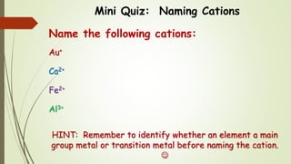 Naming ionic compounds cations anions | PPTX