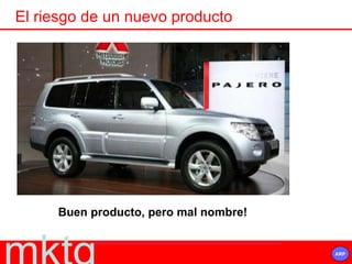 El riesgo de un nuevo producto Buen producto, pero mal nombre! 