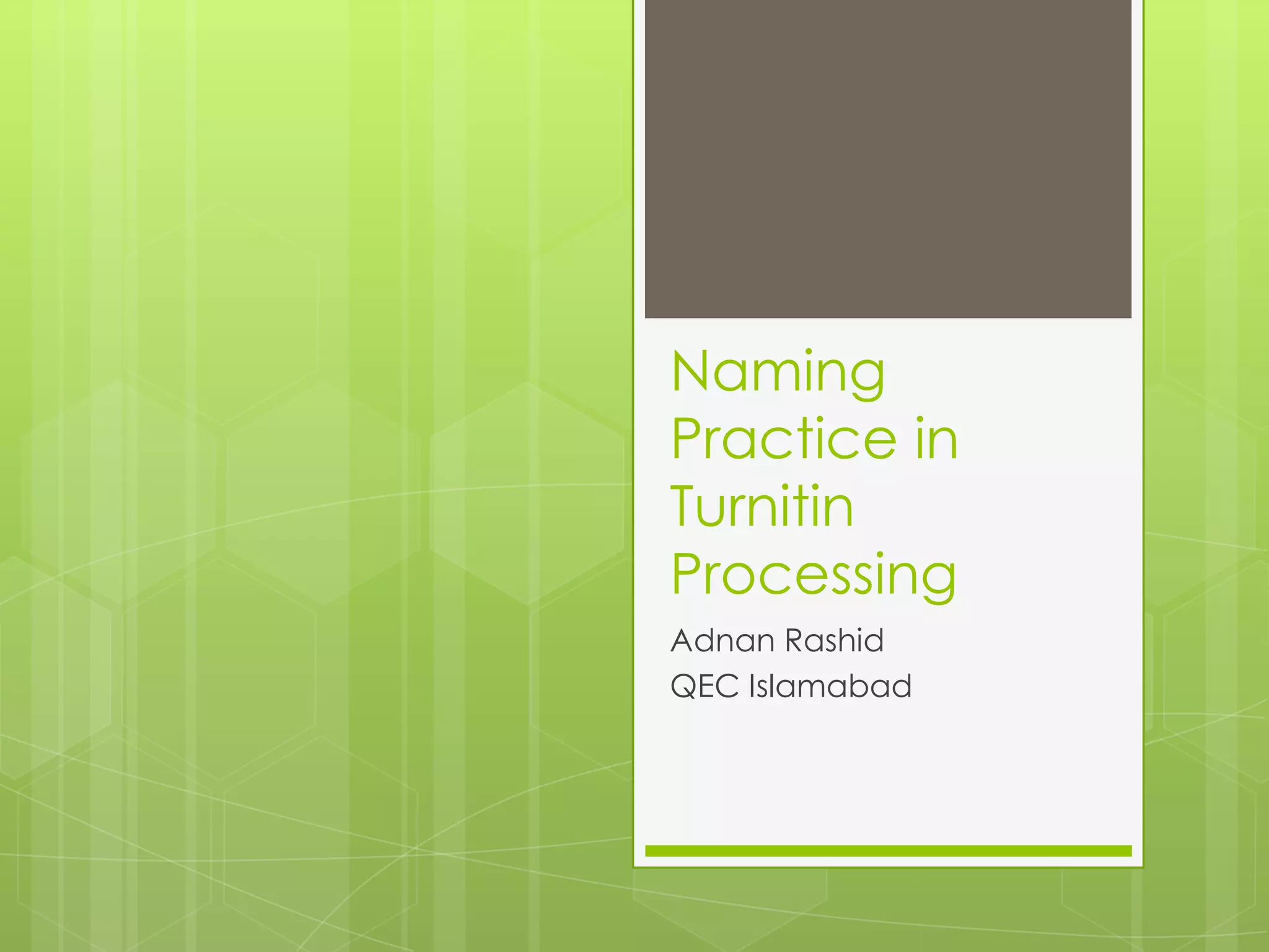 Naming practice in turnitin processing PPT