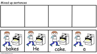 Mixed up sentences
bakes He cake. a
© 2020 reading2success.com
 