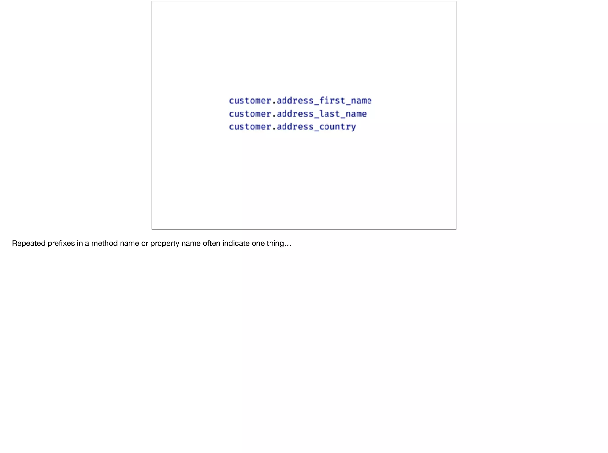 Repeated preﬁxes in a method name or property name often indicate one thing…
 