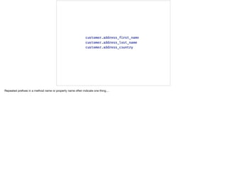 Repeated preﬁxes in a method name or property name often indicate one thing…
 