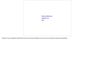 However, if your application deals with more than one type of address, you may want to consider increasing its speciﬁcity.
 