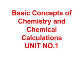 Basic Concepts of
Chemistry and
Chemical
Calculations
UNIT NO.1
 