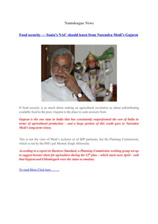 Namoleague news Food security — Sonia’s NAC should learn from Narendra Modi’s Gujarat