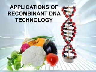APPLICATIONS OF
RECOMBINANT DNA
TECHNOLOGY
 