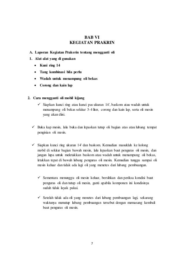 Contoh Laporan Pkl Tkr