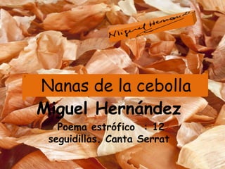 Nanas de la cebolla
Miguel Hernández
Poema estrófico : 12
seguidillas. Canta Serrat
 