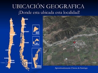 UBICACIÓN GEOGRAFICA  ¡Donde esta ubicada esta localidad! VI REG Aproximadamente 2 horas de Santiago 