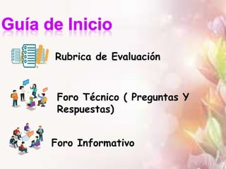 Rubrica de Evaluación
Foro Técnico ( Preguntas Y
Respuestas)
Foro Informativo
 