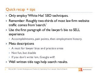 How to create better lawyers profiles for SEO purposes by Nancy Slome