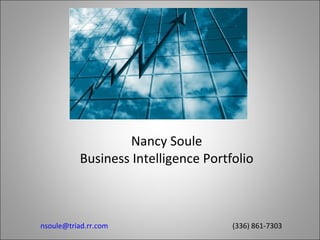 Nancy Soule Business Intelligence Portfolio [email_address] (336) 861-7303 