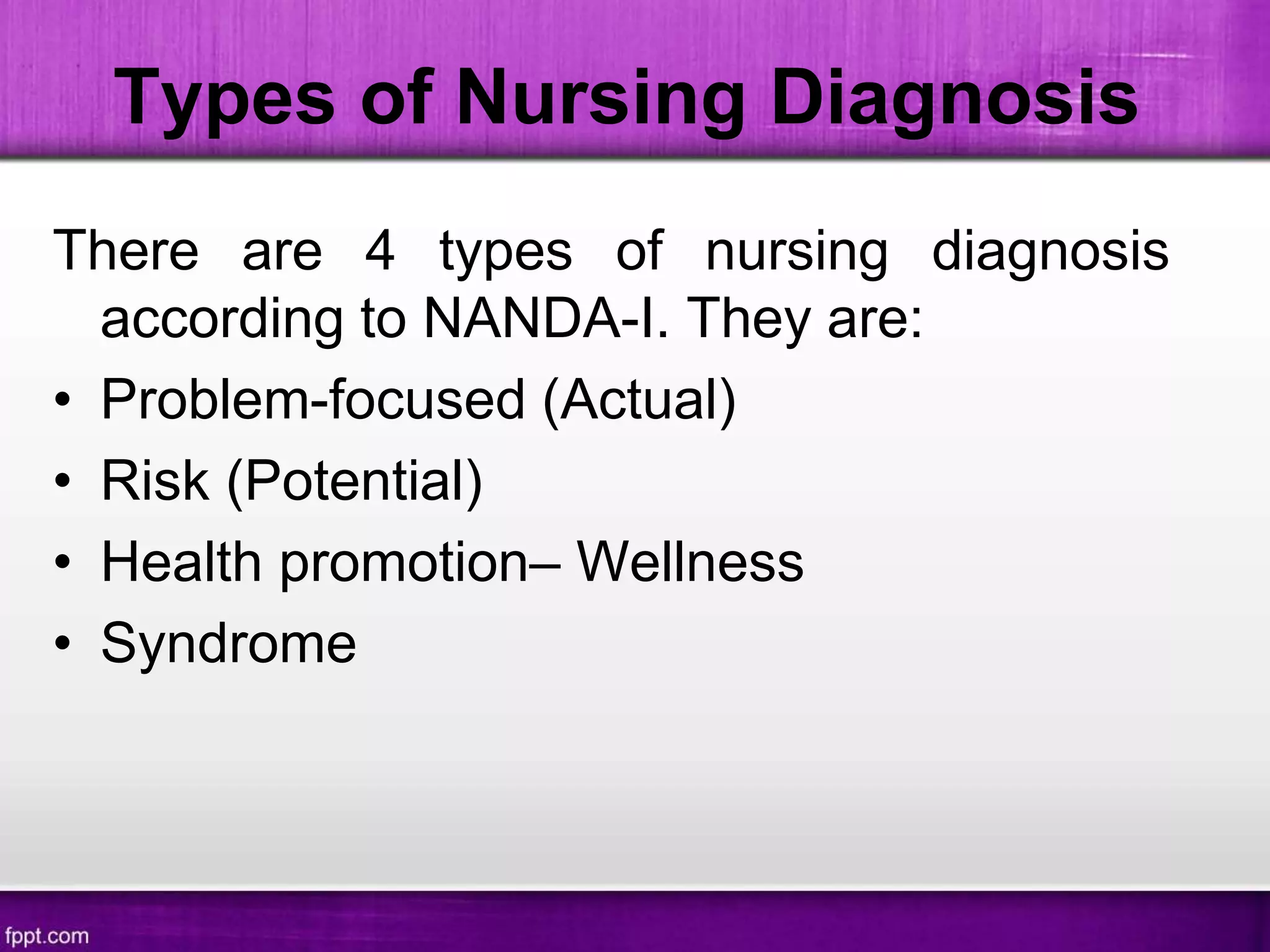 Types of NANDAI Nursing Diagnosis PPT