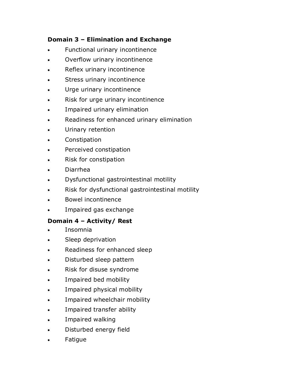 Nanda nursing diagnosis list 2012