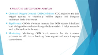 Material Cod Waste water treatment plant and Quality control | PPTX