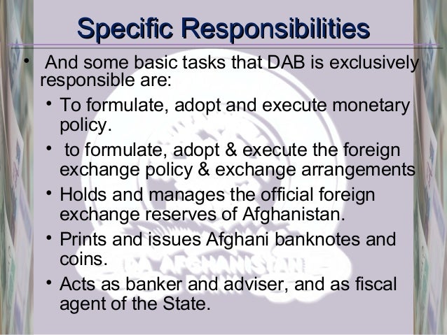 An Introduction To Da Afghanistan Bank And Its Monetary Policy By Taj
