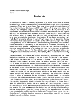 conservation of biodiversity essay pdf