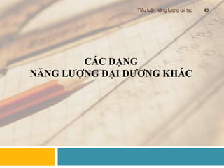 CÁC DẠNG
NĂNG LƯỢNG ĐẠI DƯƠNG KHÁC
Tiểu luận Năng lượng tái tạo 43
 