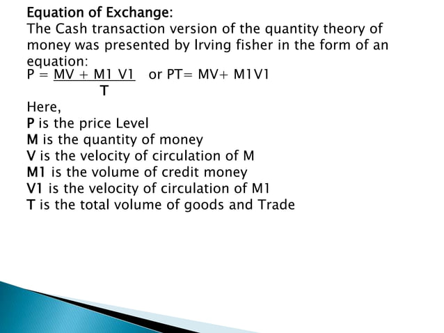 Quantitative Theory Of Money Nani quantitative theory of money | PPT