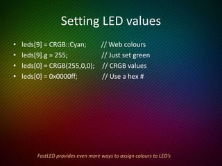 Variable Types
Variable types include:
– int (-32768 to 32767 is 16 bit signed)
– uint (0 to 65535 is 16 bit unsigned)
– uint8_t (0 to 255 is 8 bit unsigned)
– long (is 32 bits signed)
– and many more. . .
Variable scope can also be important as well
 