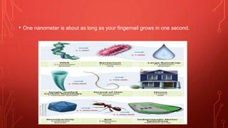 • One nanometer is about as long as your fingernail grows in one second.
 