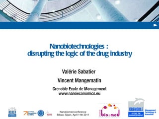 Valérie Sabatier  Vincent Mangematin Grenoble Ecole de Management www.nanoeconomics.eu Nanobiotechnologies :  disrupting the logic of the drug industry 
