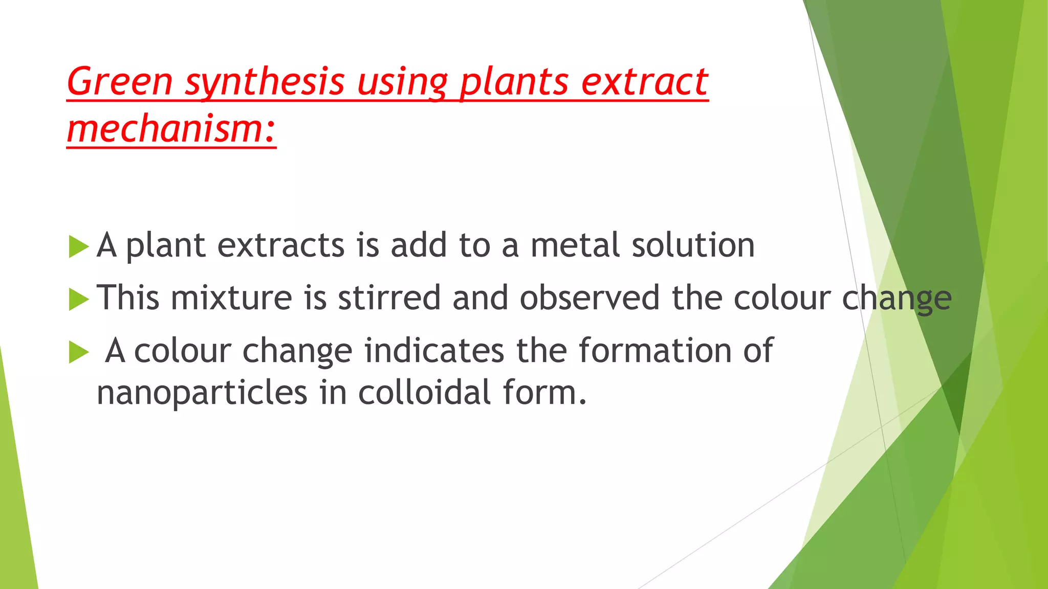 Green synthesis of nanoparticles | PPTX