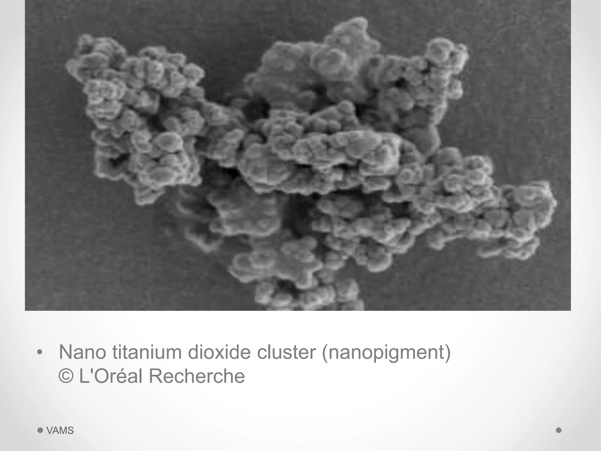 • Nano titanium dioxide cluster (nanopigment) 
© L'Oréal Recherche 
VAMS 
 