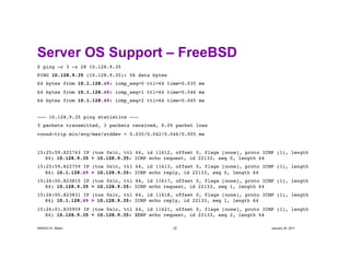 Server OS Support – FreeBSD
$ ping -c 3 -z 28 10.128.9.35   !
PING 10.128.9.35 (10.128.9.35): 56 data bytes!
64 bytes from...