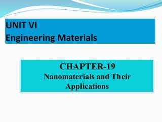 UNIT VI
Engineering Materials
CHAPTER-19
Nanomaterials and Their
Applications
 