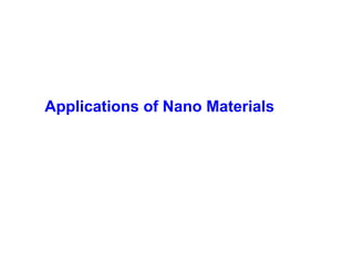 Applications of Nano Materials
 