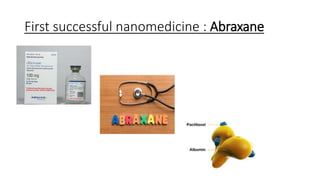 First successful nanomedicine : Abraxane
 