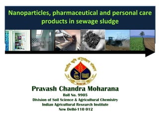 Nanoparticles, pharmaceutical and personal care
products in sewage sludge
Pravash Chandra Moharana
Roll No. 9905
Division of Soil Science & Agricultural Chemistry
Indian Agricultural Research Institute
New Delhi-110 012
 