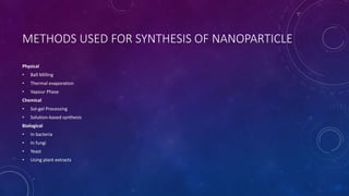 Synthesis of Nanoparticles | PPTX