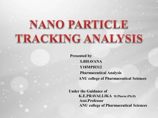Presented by
S.BHAVANA
Y18MPH312
Pharmaceutical Analysis
ANU college of Pharmaceutical Sciences
Under the Guidance of
K.E.PRAVALLIKA M.Pharm (Ph.D)
Asst.Professor
ANU college of Pharmaceutical Sciences
 