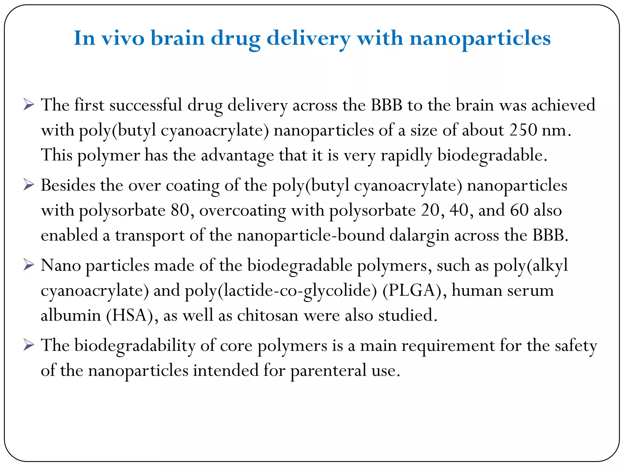 Nanoparticulate systems for brain delivery of drugs | PDF