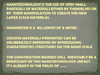 nanotechnology in civil engineering | PPTX