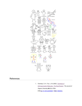 References
1.

Chanteau, S. H.; Tour, J. M. (2003). "Synthesis of
Anthropomorphic Molecules: The NanoPutians". The Journal of
Organic Chemistry 68 (23): 8750–
8766.doi:10.1021/jo0349227. PMID 14604341.

 