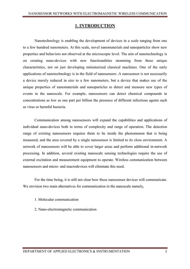 Nanosensor networks with wireless communication PDF