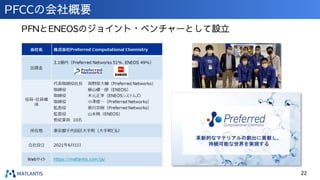 PFCCの会社概要
PFNとENEOSのジョイント・ベンチャーとして設立
22
 