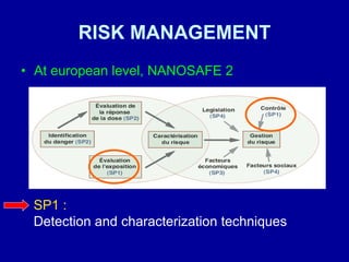 RISK MANAGEMENT At european level, NANOSAFE 2 SP1 :   Detection and characterization techniques 