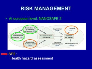 RISK MANAGEMENT At european level, NANOSAFE 2 SP2 :  Health hazard assessment 
