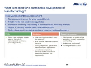 What is needed for a sustainable development of
Nanotechnology?
  Risk Management/Risk Assessment
      Risk assessments ...