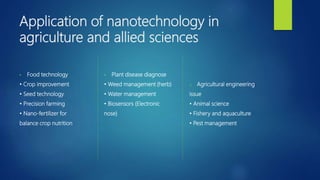 Nanotechnology and applications in agriculture | PPSX