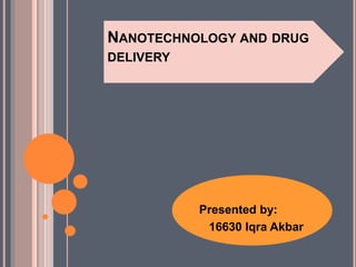 NANOTECHNOLOGY AND DRUG
DELIVERY
Presented by:
16630 Iqra Akbar
 