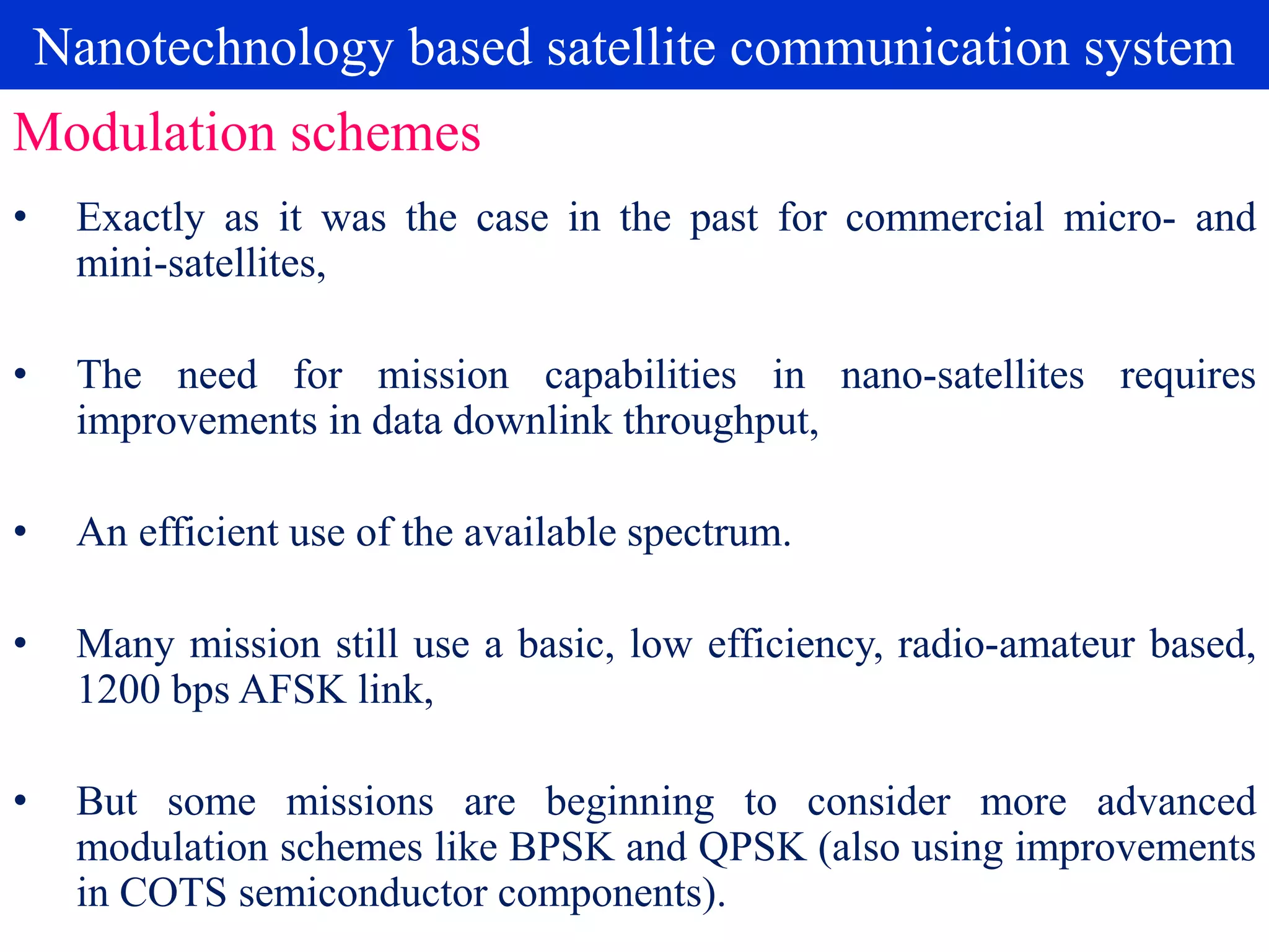 Nanotechnology based satellite communication system | PPTX