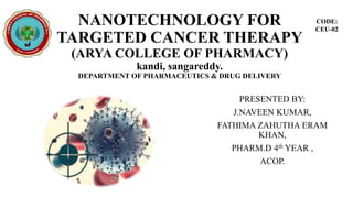 Nanotechnology for targeted cancer therapy | PPTX