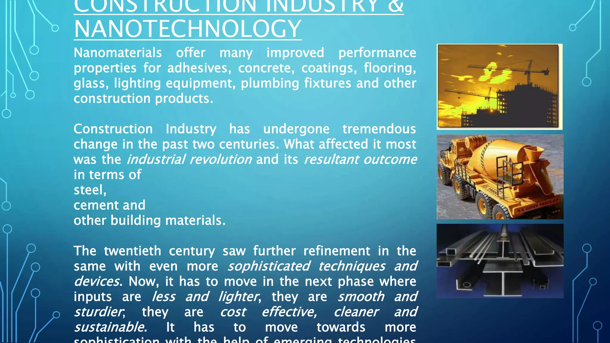Nanotechnology in civil engineering and construction | PPTX