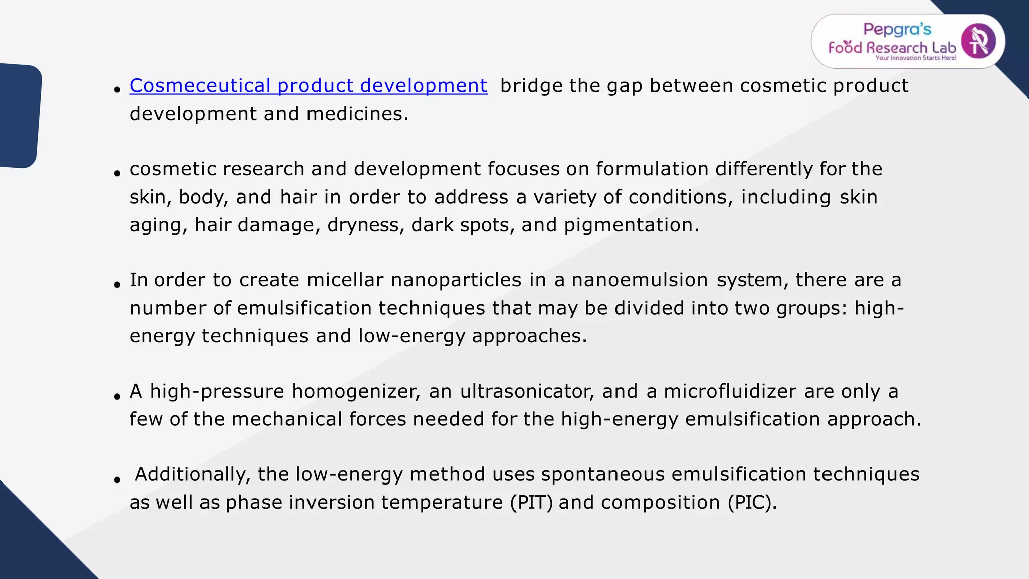 Cosmetic Product Development using Nano Technology - FoodResearchLab | PPTX